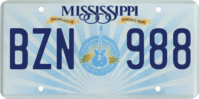 MS license plate BZN988