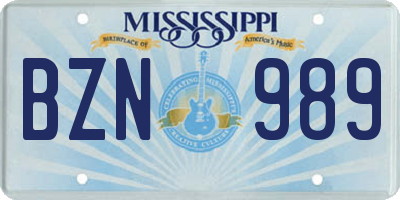 MS license plate BZN989