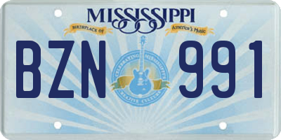 MS license plate BZN991
