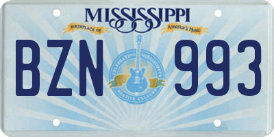 MS license plate BZN993