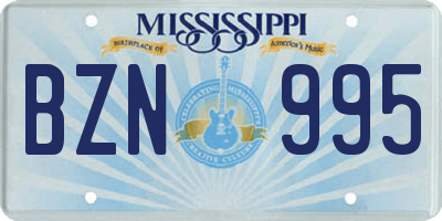MS license plate BZN995