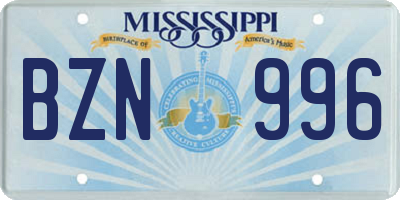 MS license plate BZN996