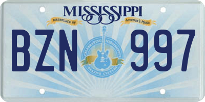 MS license plate BZN997
