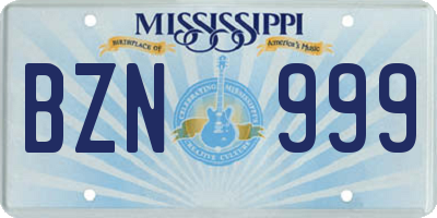 MS license plate BZN999