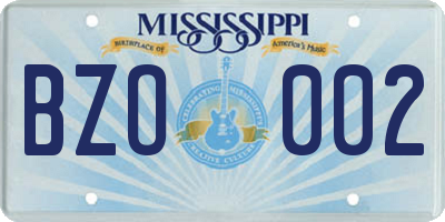 MS license plate BZO002
