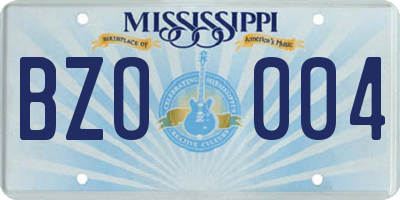 MS license plate BZO004