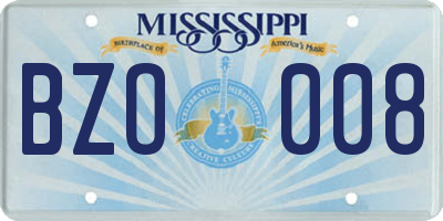 MS license plate BZO008