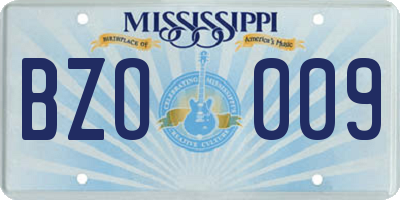 MS license plate BZO009