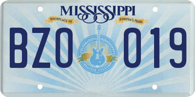 MS license plate BZO019