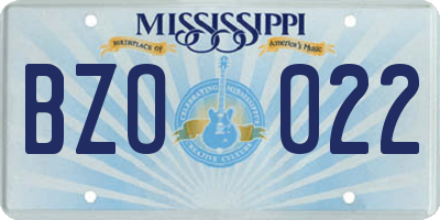 MS license plate BZO022