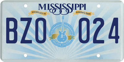 MS license plate BZO024