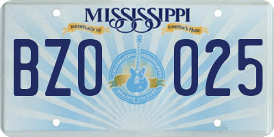 MS license plate BZO025