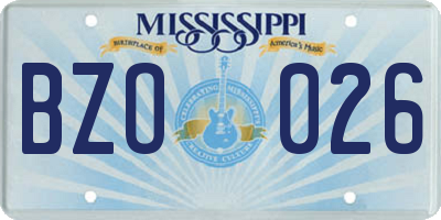 MS license plate BZO026