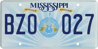 MS license plate BZO027