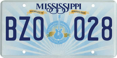 MS license plate BZO028