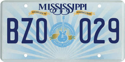 MS license plate BZO029