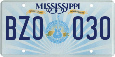 MS license plate BZO030