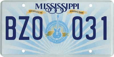 MS license plate BZO031