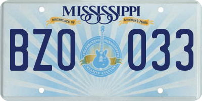 MS license plate BZO033