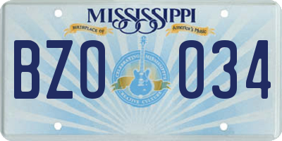 MS license plate BZO034