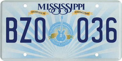 MS license plate BZO036