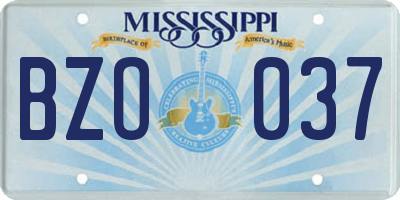 MS license plate BZO037