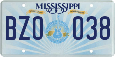 MS license plate BZO038
