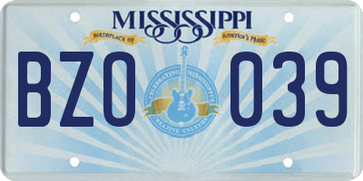 MS license plate BZO039