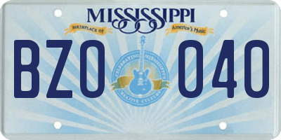 MS license plate BZO040