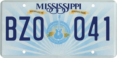 MS license plate BZO041