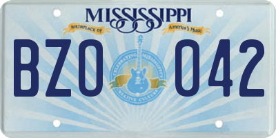 MS license plate BZO042