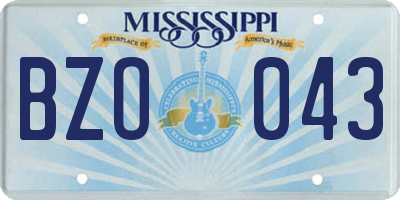 MS license plate BZO043