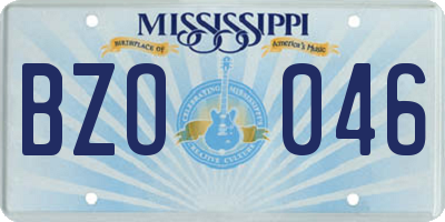 MS license plate BZO046