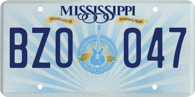 MS license plate BZO047