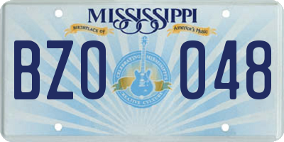 MS license plate BZO048