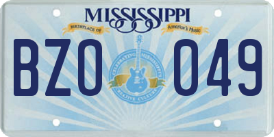 MS license plate BZO049