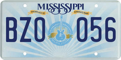MS license plate BZO056