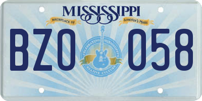 MS license plate BZO058