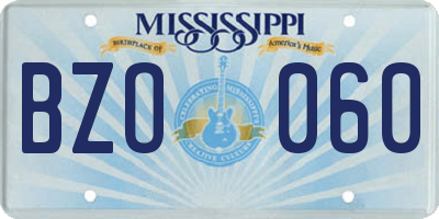 MS license plate BZO060