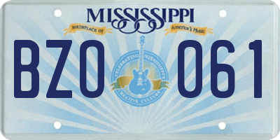 MS license plate BZO061