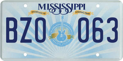 MS license plate BZO063