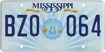 MS license plate BZO064