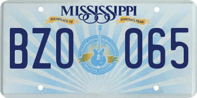 MS license plate BZO065