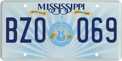 MS license plate BZO069