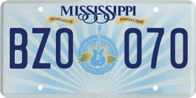 MS license plate BZO070