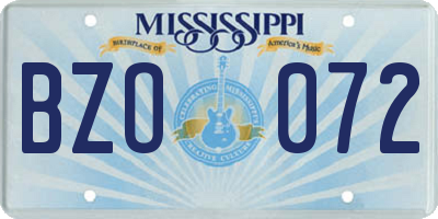MS license plate BZO072