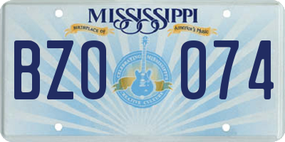 MS license plate BZO074