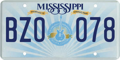MS license plate BZO078