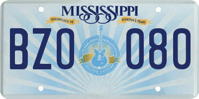MS license plate BZO080