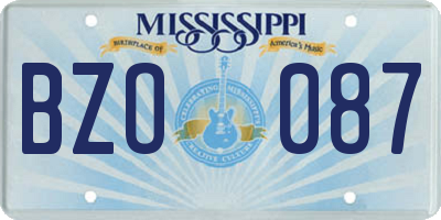 MS license plate BZO087